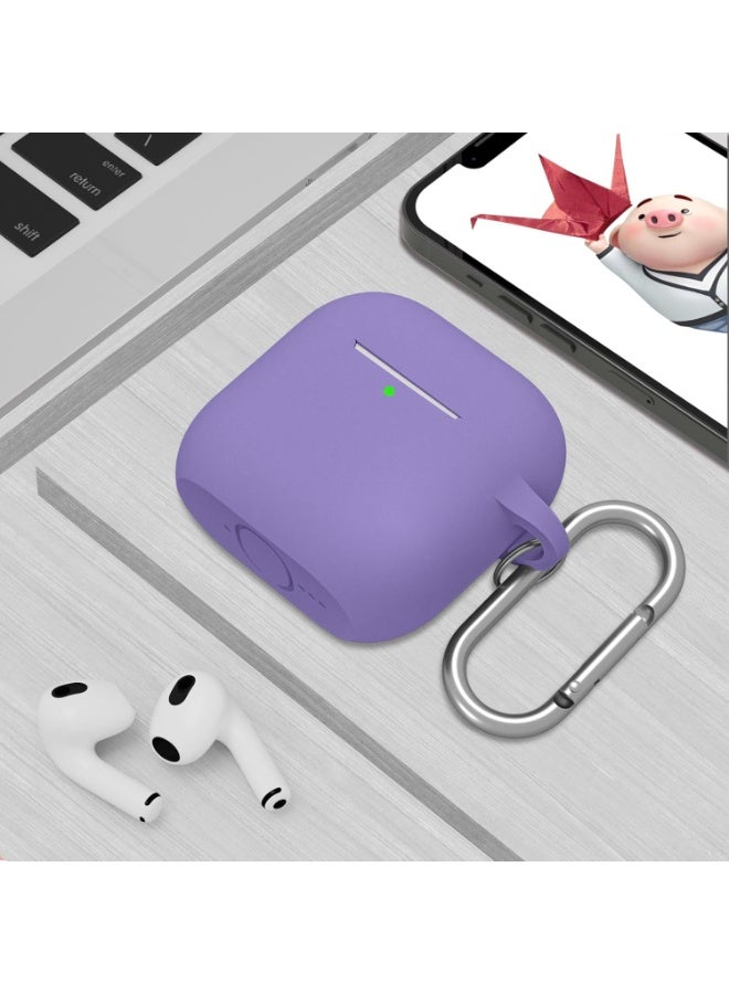 QIRG Silicone Protective Case Cover for AirPods 4/Airpods 4 ANC with Keychain (Louran Purple) - Image 2